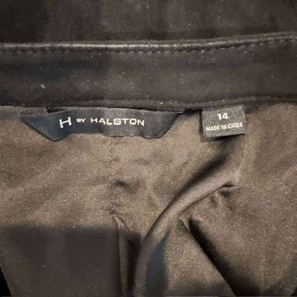 H by Halston Faux Suede Jacket w/ Sweater Knit Sleeves Black Zip Front Size 14 - Picture 7 of 14